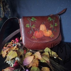 Pumpkin Shoulder Bag | Genuine Leather, Autumn, Samhain, Halloween