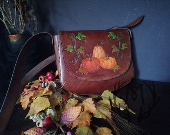 Pumpkin Shoulder Bag | Genuine Leather, Autumn, Samhain, Halloween