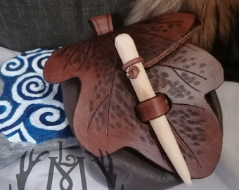 Oak Leaf Tooled Leather Fairy Elf Belt Bag | Fantasy Larp Ranger RPG Sca Celtic