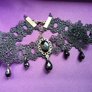 Cuello gótico Cuello crew Pizzo Macramè | Gargantilla Cabujón Gótico Oscuro