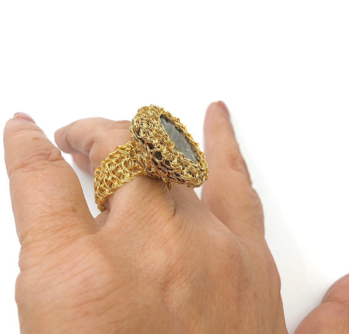 Unique Gold Ring Gold Statement Ring Wide Band Gold Ring Etsy