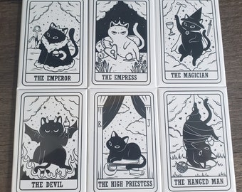 Cat Tarot set of 22 pinback buttons or refrigerator magnets 2x3" FREE PRIORITY SHIPPING!