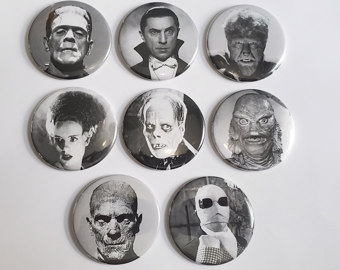 Halloween Horror Monsters From the 1930s & 40s Buttons or Magnets 2 ...