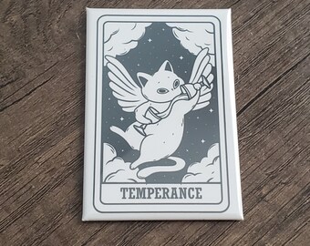 Cat Tarot Temperance card pinback button or refrigerator magnet 2x3"