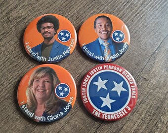 Tennessee 3 Justin Pearson Justin Jones Gloria Jones 4 pack pinback buttons or magnets