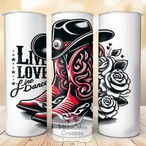 Enveloppe de verre danse country musique, western 20 oz papier peint, Cowgirl Png 20 oz Skinny Tumbler Png, téléchargement numérique Live Love Dance