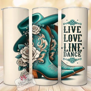 Enveloppe de verre danse country musique, western 20 oz papier peint, Cowgirl Png 20 oz Skinny Tumbler Png, téléchargement numérique Live Love Dance