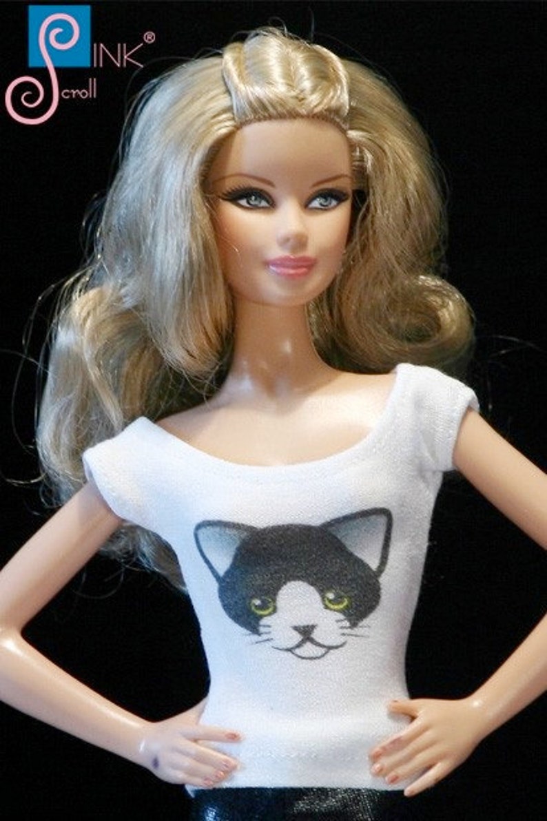 Handmade Clothes for Barbie t-shirt: Cat 02 - Etsy