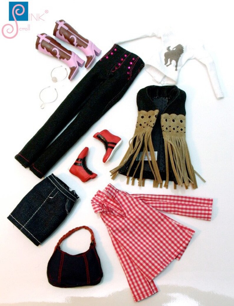 Pinkscroll set IV. Handmade clothes for Barbie dress set