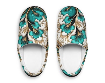 Floral Flannel Fleece Slippers: Cozy Indoor House Shoes