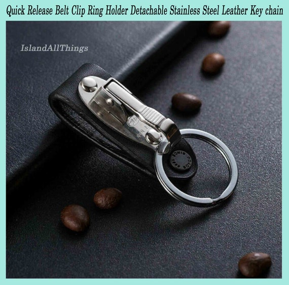 Quick Release Belt Clip Holder Ring Detachable Leather Stainless Steel Key Chain 