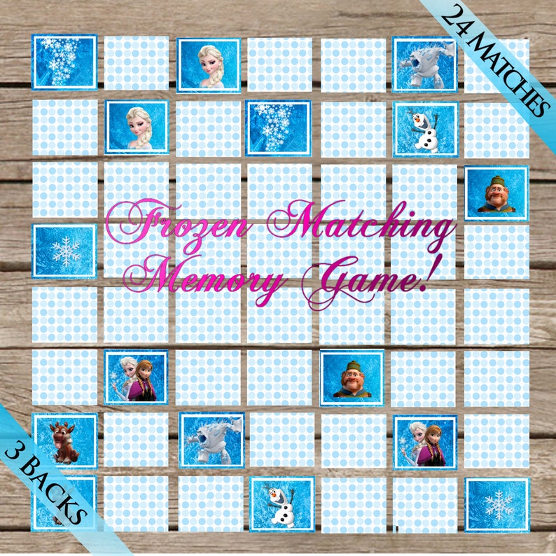 Frozen Memory Matching Game Digital Download Printable Party | Etsy