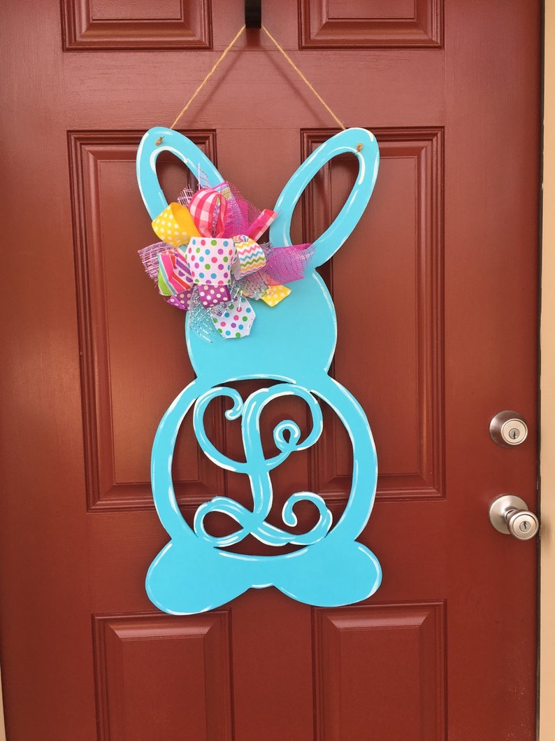 Sprinf Wreath Spring Door Hanger Spring Monogam Door Hanger Easter Door Hanger Bunny Door Hanger Easter Wreath Monogram Door Hanger