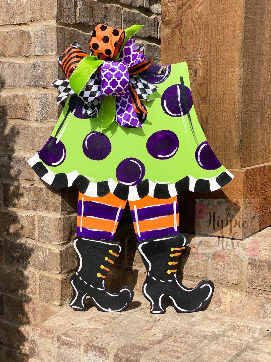 Halloween Door Hanger, Witch Feet Door Hanger, Fall Door Hanger, Wooden ...