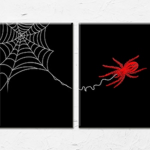 Print Set of 2 Spider Print, Spider Illustration, Spider Art, Spider Poster, Drawn Illustration, Spider, Spiderweb, DIGITAL DOWNLOAD