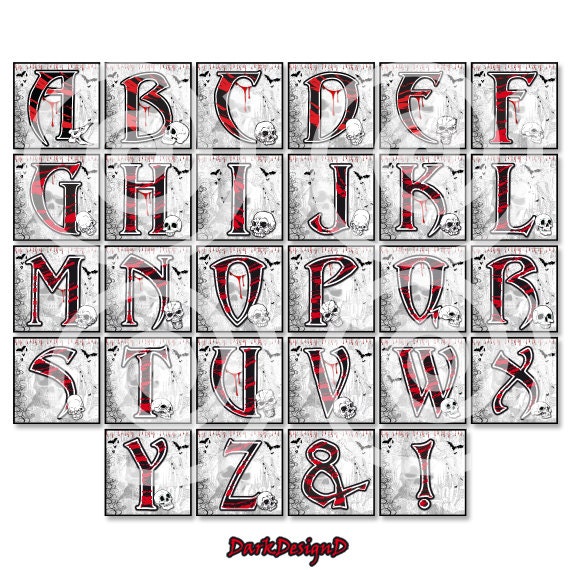 Gothic Alphabet – ABCs INSTANT DOWNLOAD, Image Graphic Gothic Clip Art 300 dpi, Halloween letters