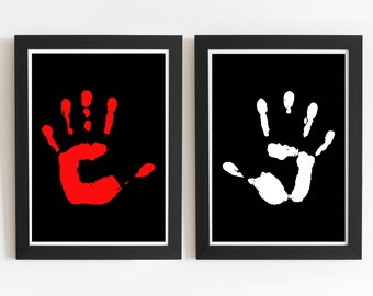 Print Set van 2 Hand Print, Hand Illustratie, Hand Art, Hand Poster, Getekende Illustratie, Handen, DIGITALE DOWNLOAD