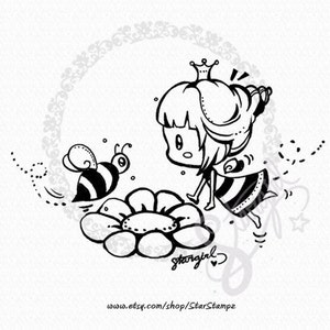 Spring Bumble Bee DIGITAL STAMP Instant Download