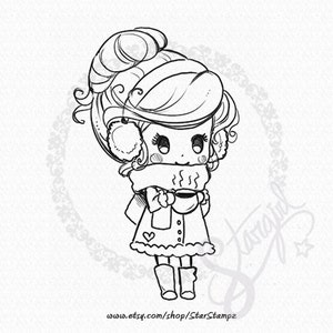Cup of Cocoa - DIGITAL STAMP Instant Download