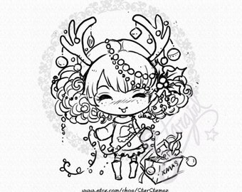 Christmas Tangle DIGITAL STAMP Instant Download