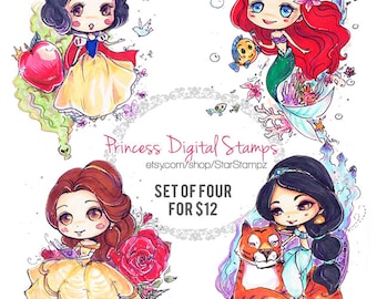 Princesses Collection DIGITALE STEMPELS Line art Instant Download