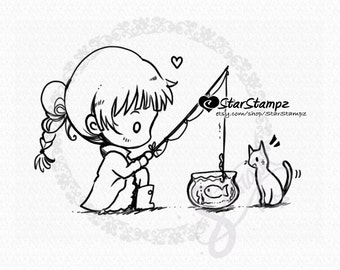 Goldfish Fishing DIGITALE STEMPEL Direct downloaden