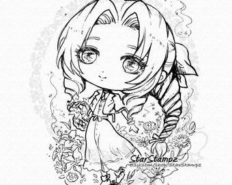 Flowers and Magic DIGITAL STAMP Instant Download