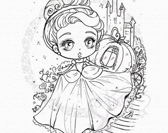 Cinderella DIGITAL STAMP Instant Download