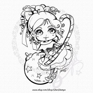 Christmas Elf Ornament DIGITAL STAMP Instant Download image 1