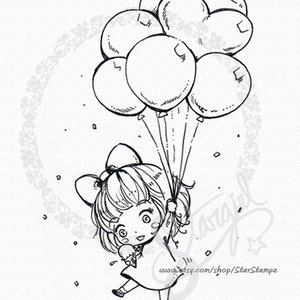 Balloons And Ice Cream - DIGITAL STAMP Instant Download