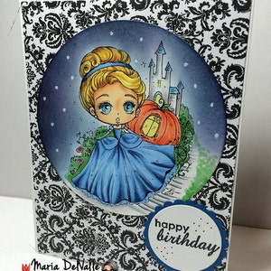 Cinderella DIGITAL STAMP Instant Download image 2