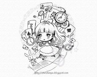 Alice Chibi DIGITAL STAMP Instant Download