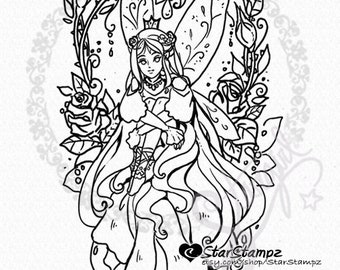 Flower Fairy ~ Rose - DIGITAL STAMP Instant Download for Cards & Crafts