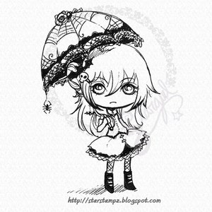 Goth Girl DIGITAL STAMP Instant Download for Cards & Crafts image 1