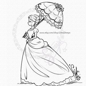 English Lady DIGITAL STAMP Instant Download