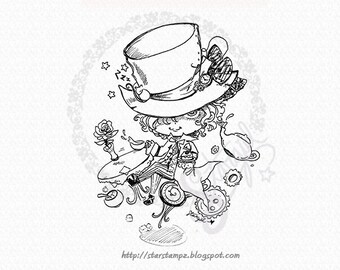 Mad Hatter Chibi DIGITAL STAMP Instant Download