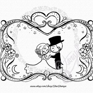 Wedding Romance - DIGITAL STAMP Instant Download