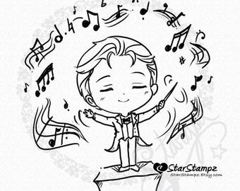 The Music Conductor DIGITAL STAMP Instant Download