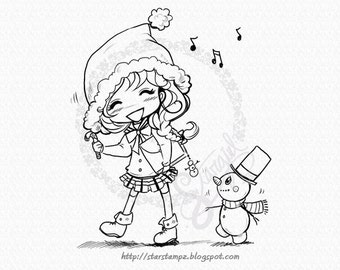 Me and My Snowman - Christmas DIGITAL STAMP Instant Download