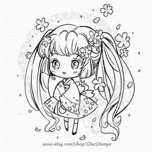 Sakura Cherry Blossom DIGITAL STAMP Instant Download