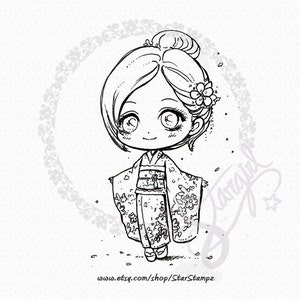 Kimono Portrait DIGITAL STAMP Instant Download