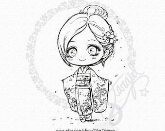 Kimono Portrait DIGITAL STAMP Instant Download