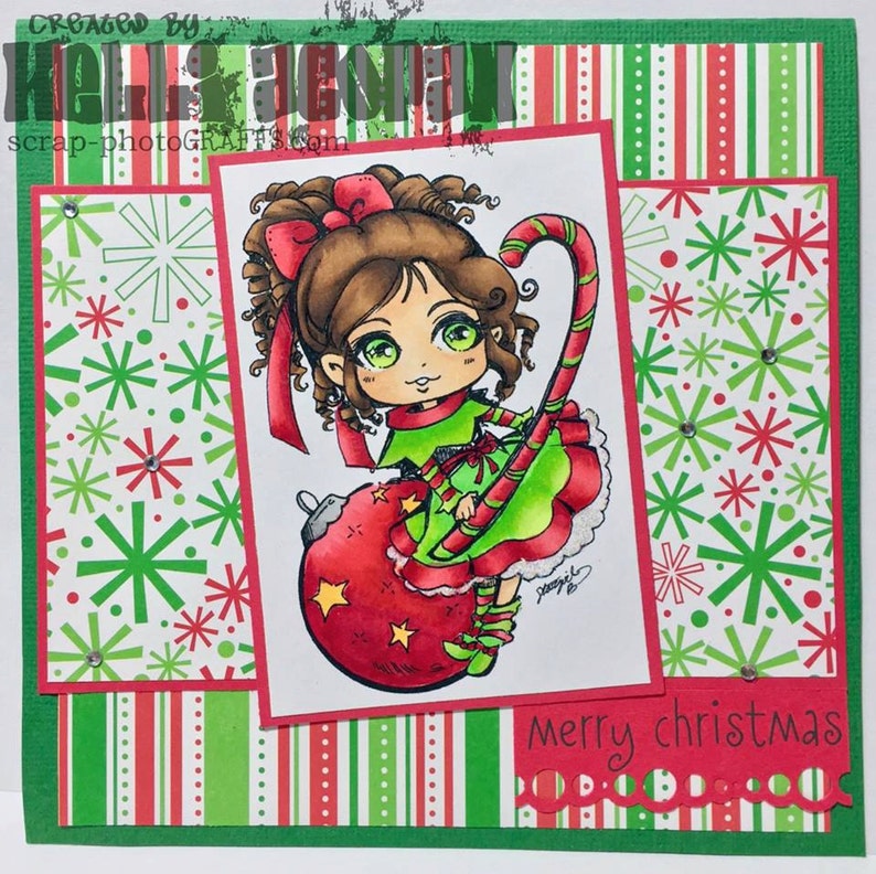 Christmas Elf Ornament DIGITAL STAMP Instant Download image 2