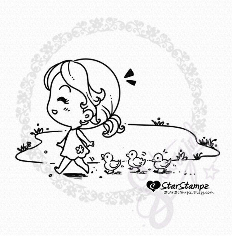 Duckling March DIGITAL STAMP Instant Download image 1