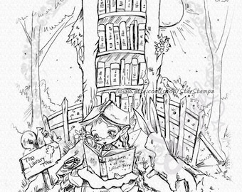 The Book Elf - DIGITAL STAMP Instant Download for Cards & Crafts