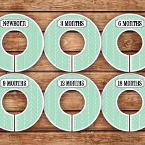 6 Custom Baby Closet Dividers | Mint Herringbone | 008