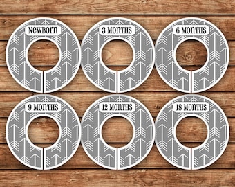 6 divisori armadio personalizzato bambino | Le frecce tribali grigie scure | 046