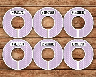 6 Custom Baby Closet Dividers | Lavender Herringbone | 003