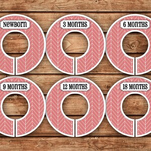 6 Custom Baby Closet Dividers | Coral Herringbone | 007