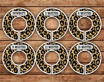 6 Custom Baby Closet Dividers | Leopard Print | 035